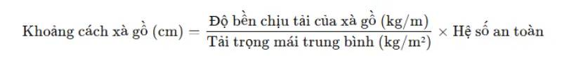 Công thức xác định khoảng cách xà gồ